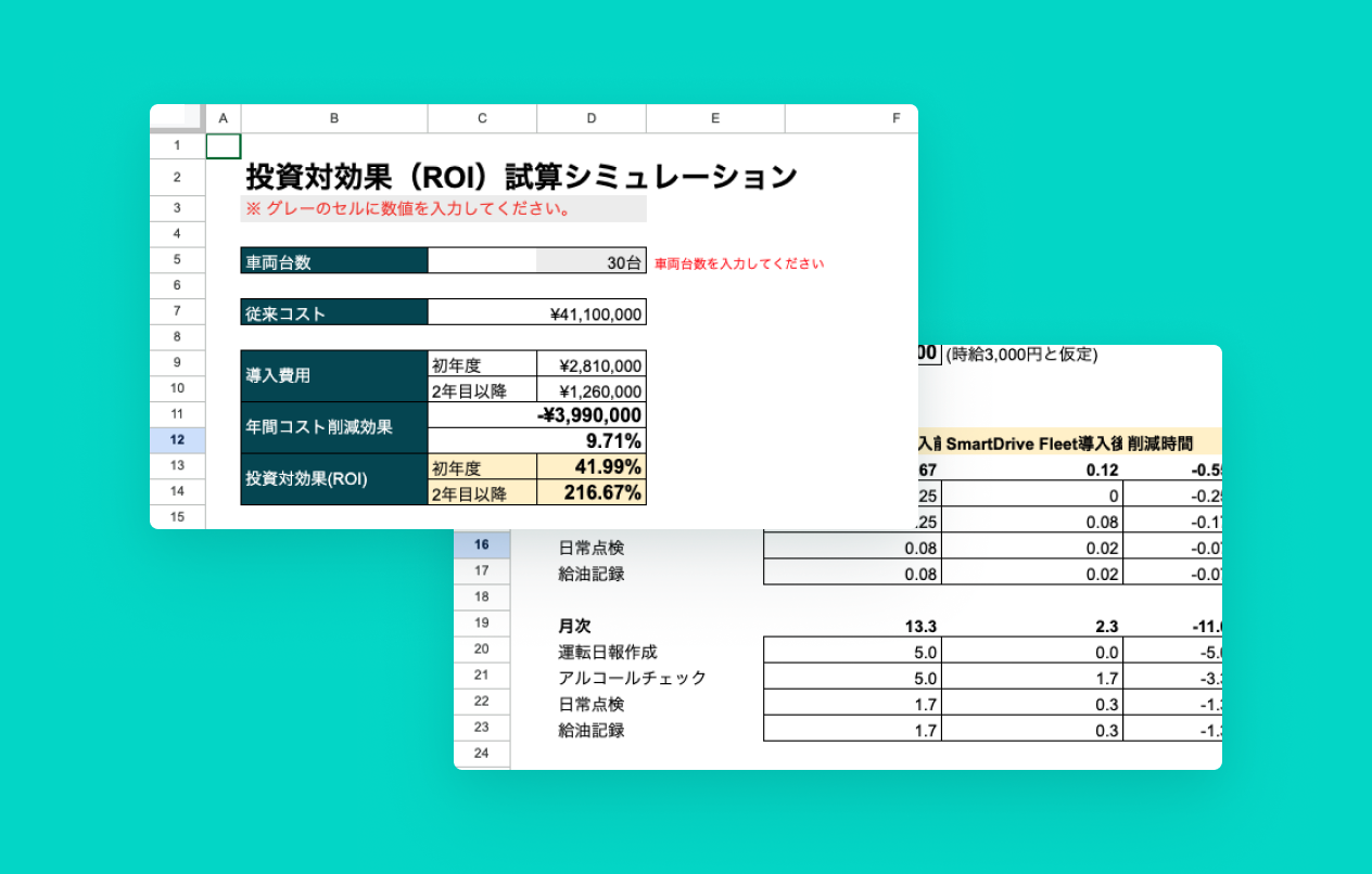 【Excel】車両管理システム 投資対効果シミュレーションテンプレート